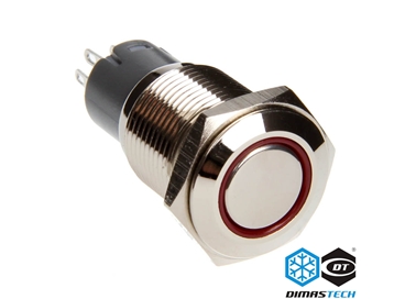 Push-Button DimasTech®, 16mm ID, Alternate Action, Led Color Red